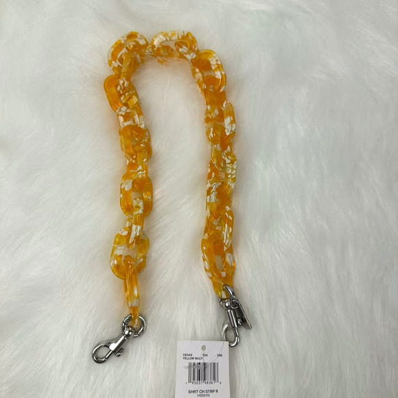 Coach Accessories - Coach COACHTOPIA Short Chain Strap In Recycled Resin Silver/ Yellow Ck544 NWT
